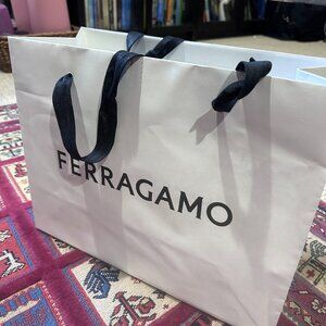 Ferragamo White  Empty Shopping/ Tote Bag In Great Shape!